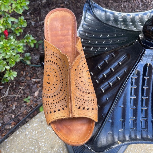 Bonavi / La Pinta Leather Wedge Slip on Sandal Tan Size 41 EU - Picture 9 of 9